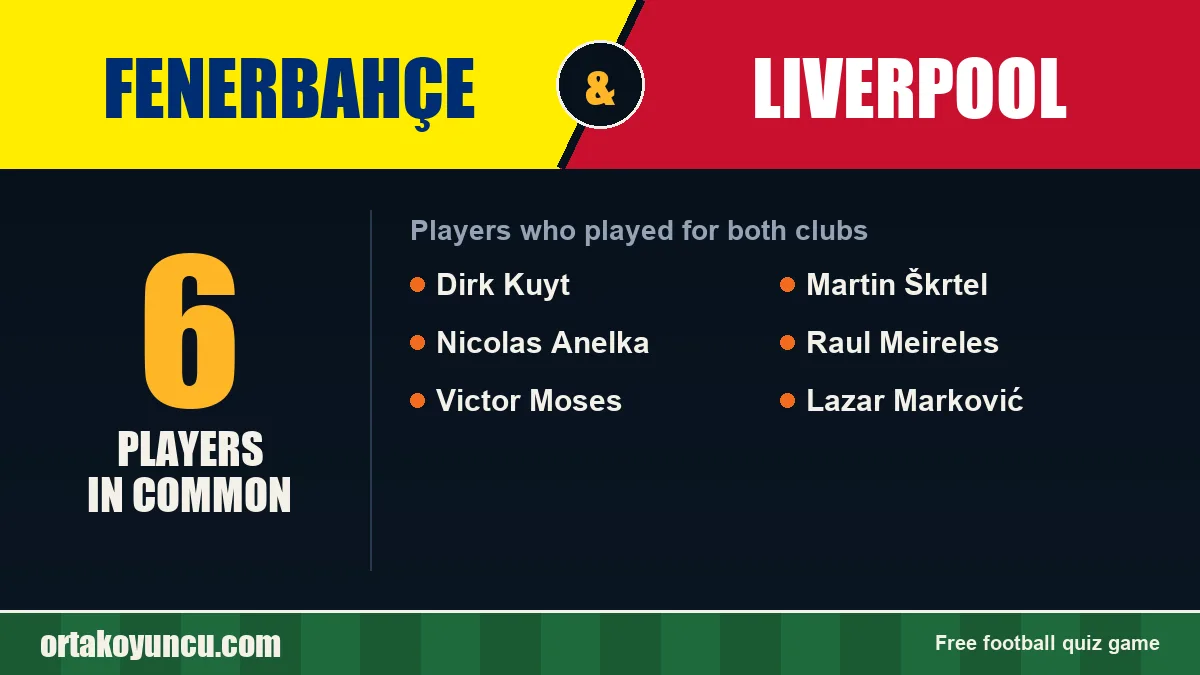 Players who played for both Fenerbahçe and Liverpool: 6 players