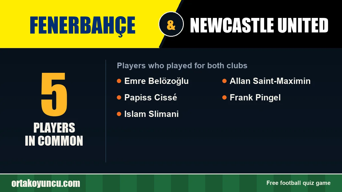 Players who played for both Fenerbahçe and Newcastle United: 5 players