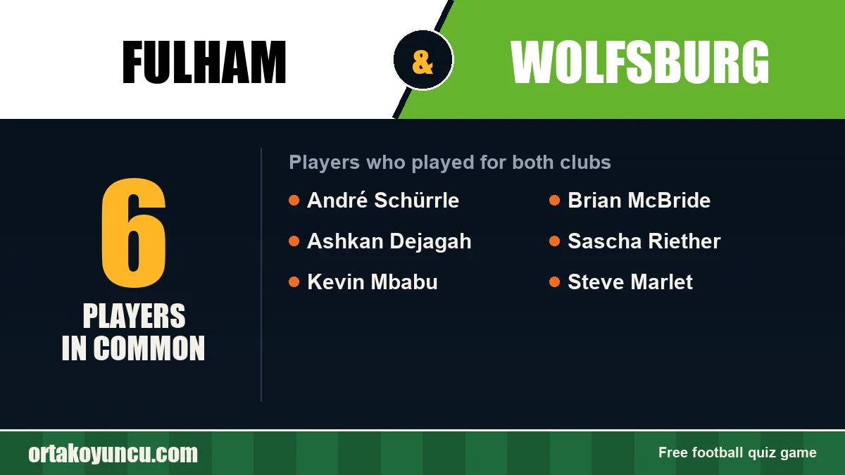 Players who played for both Fulham and Wolfsburg: 6 players