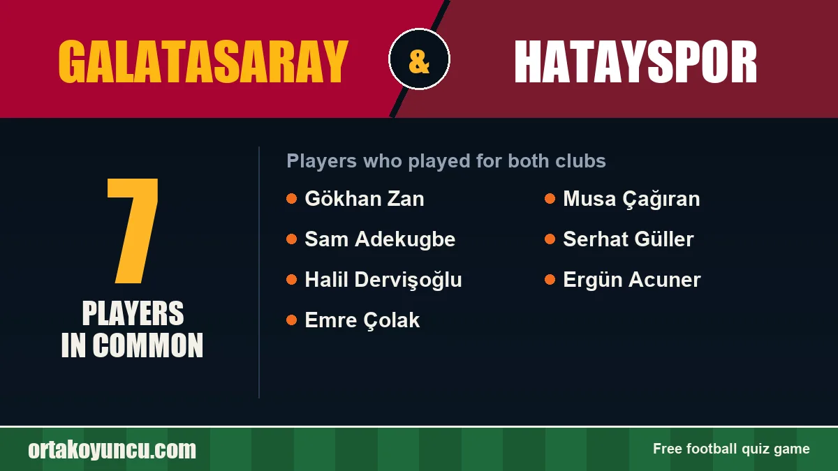Players who played for both Galatasaray and Hatayspor: 7 players