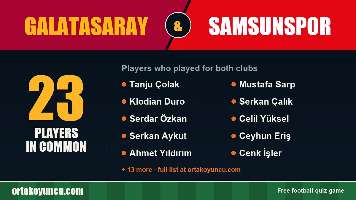 Players who played for both Galatasaray and Samsunspor: 23 players