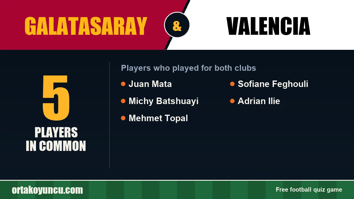 Players who played for both Galatasaray and Valencia: 5 players