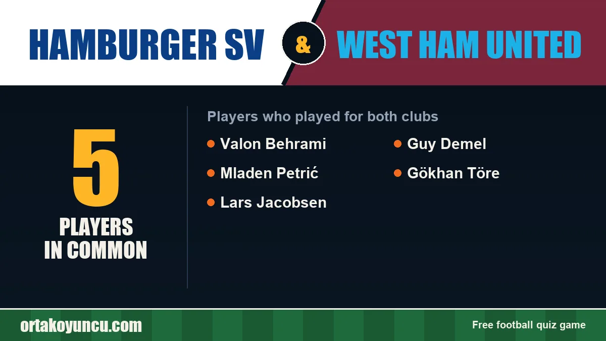 Players who played for both Hamburger SV and West Ham United: 5 players