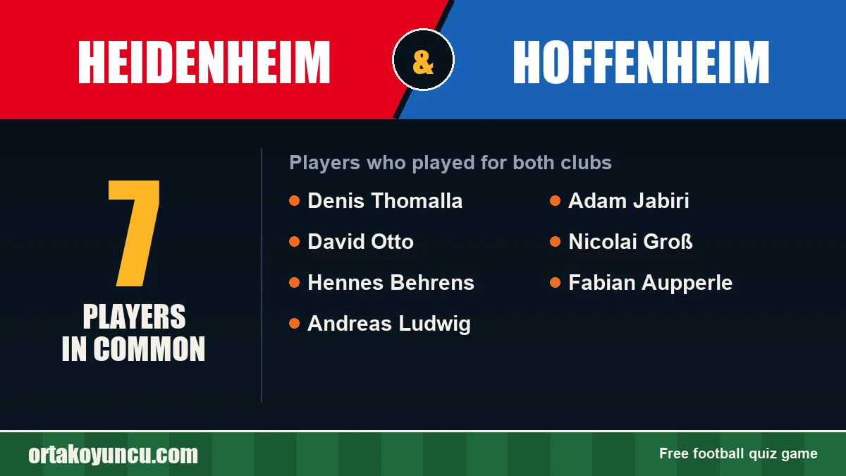 Players who played for both Heidenheim and Hoffenheim: 7 players