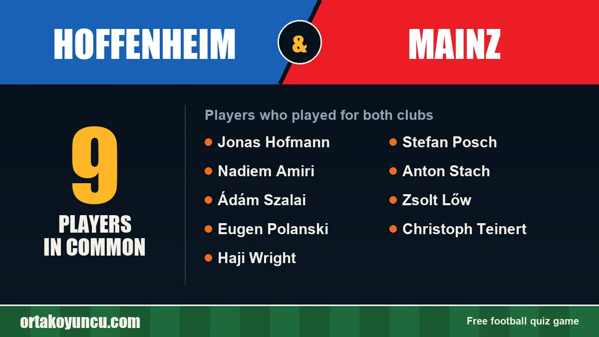Players who played for both Hoffenheim and Mainz: 9 players
