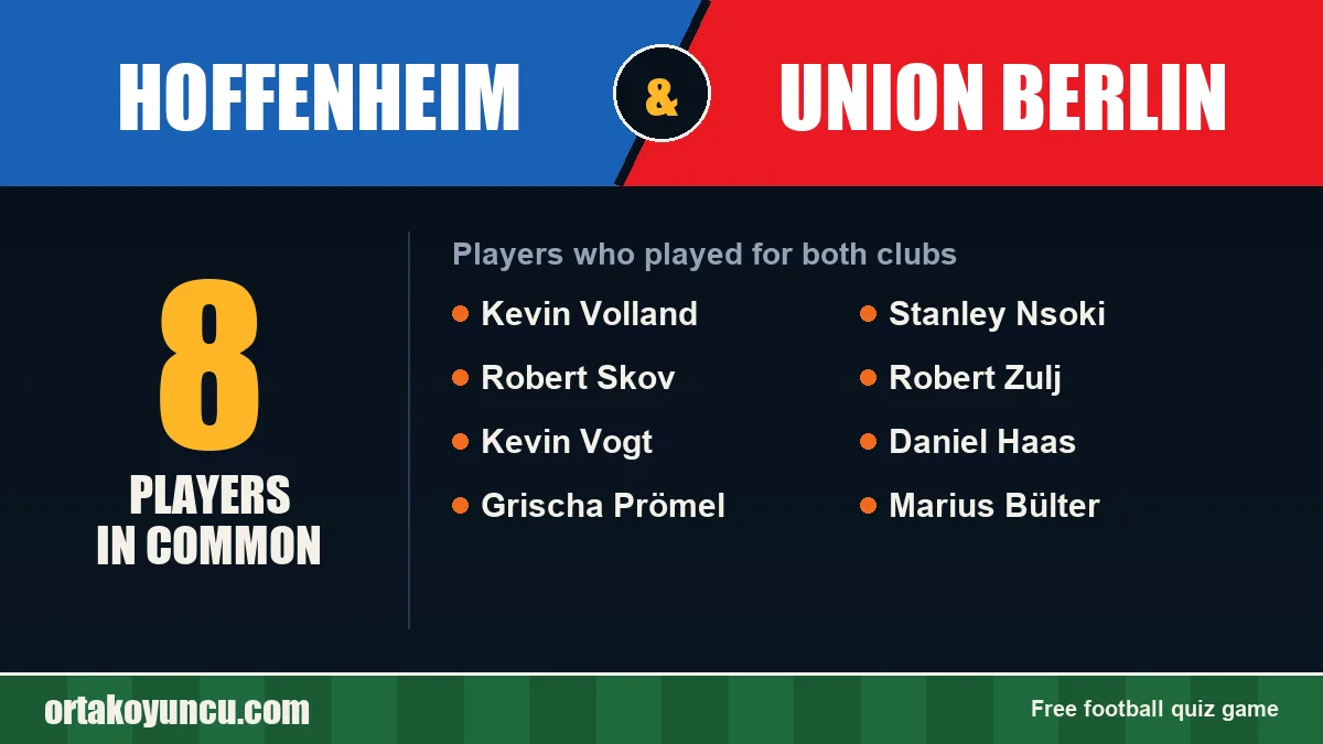 Players who played for both Hoffenheim and Union Berlin: 8 players