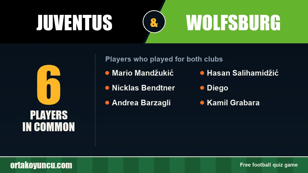 Players who played for both Juventus and Wolfsburg: 6 players