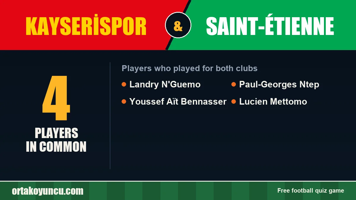 Players who played for both Kayserispor and Saint-Étienne: 4 players