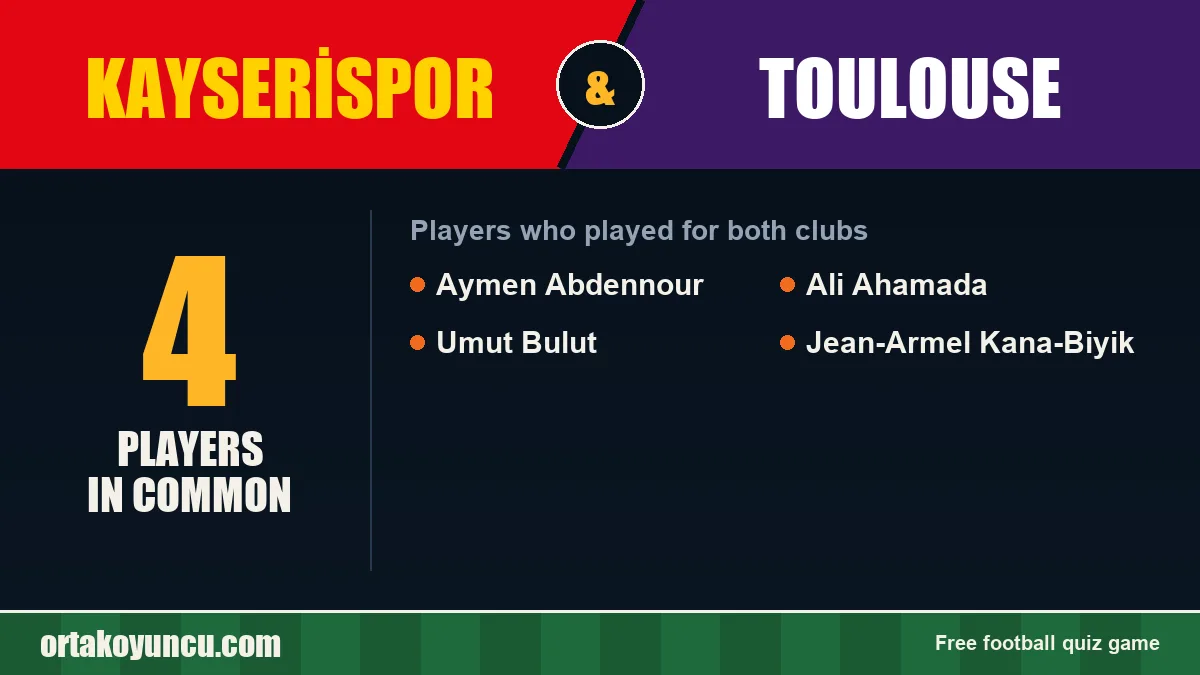 Players who played for both Kayserispor and Toulouse: 4 players
