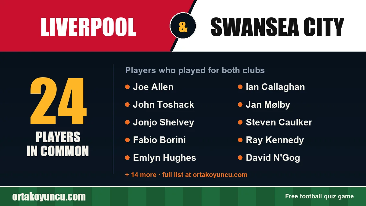 Players who played for both Liverpool and Swansea City: 24 players
