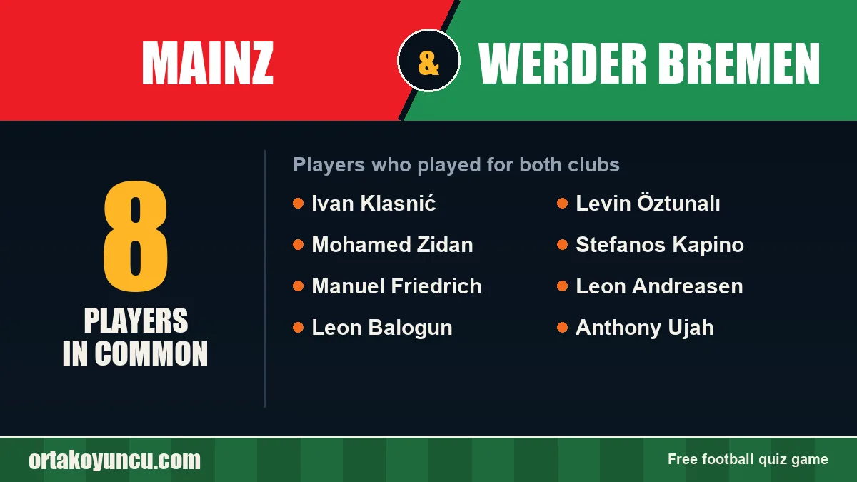 Players who played for both Mainz and Werder Bremen: 8 players