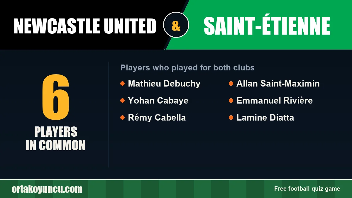 Players who played for both Newcastle United and Saint-Étienne: 6 players