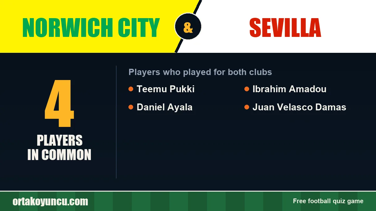 Players who played for both Norwich City and Sevilla: 4 players