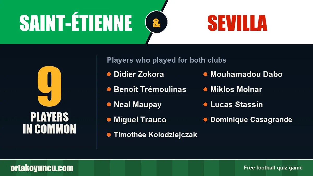 Players who played for both Saint-Étienne and Sevilla: 9 players