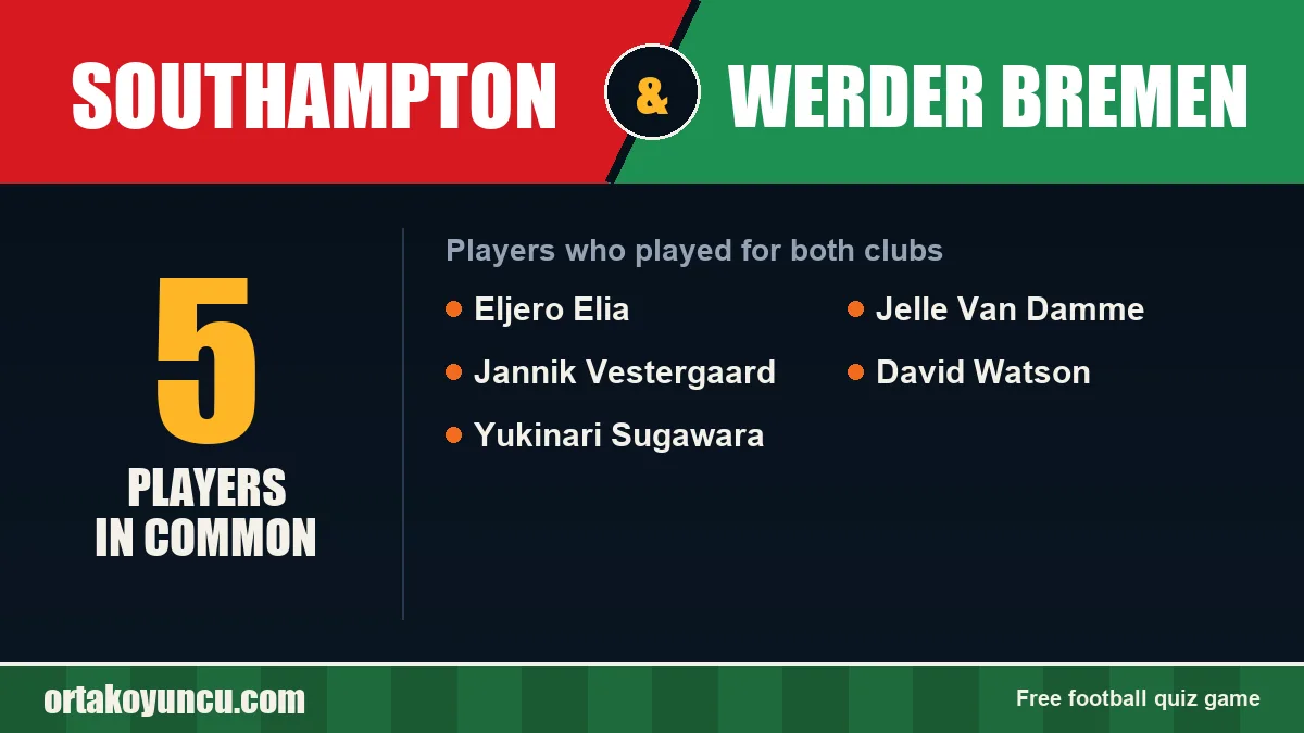 Players who played for both Southampton and Werder Bremen: 5 players