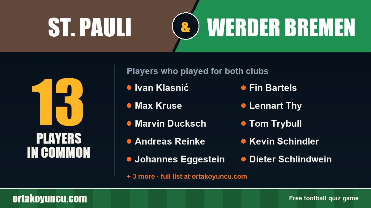 Players who played for both St. Pauli and Werder Bremen: 13 players