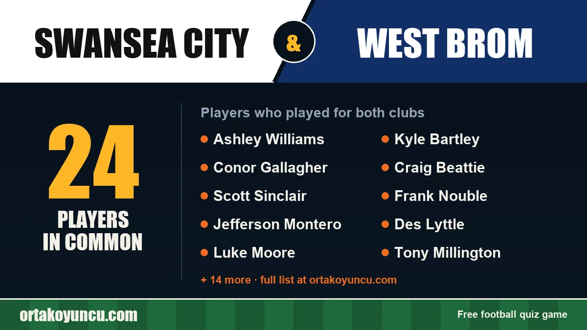Players who played for both Swansea City and West Brom: 24 players