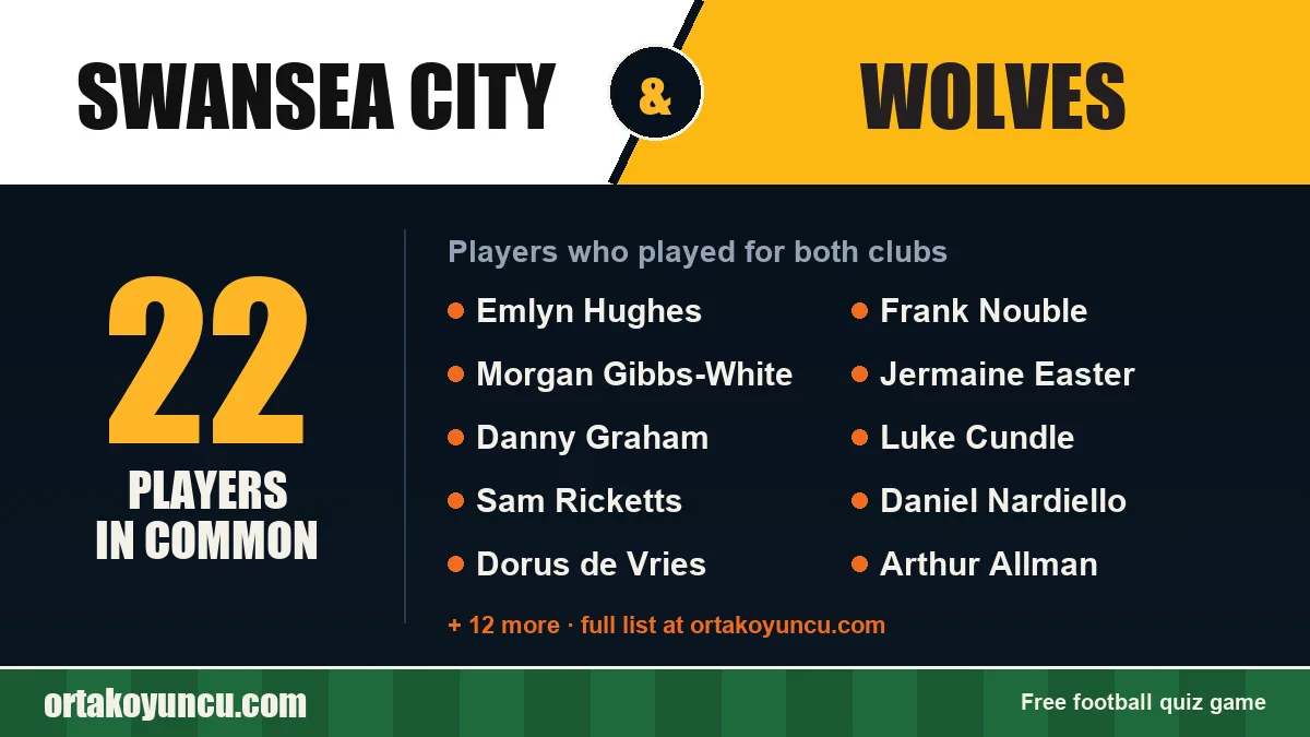 Players who played for both Swansea City and Wolves: 22 players