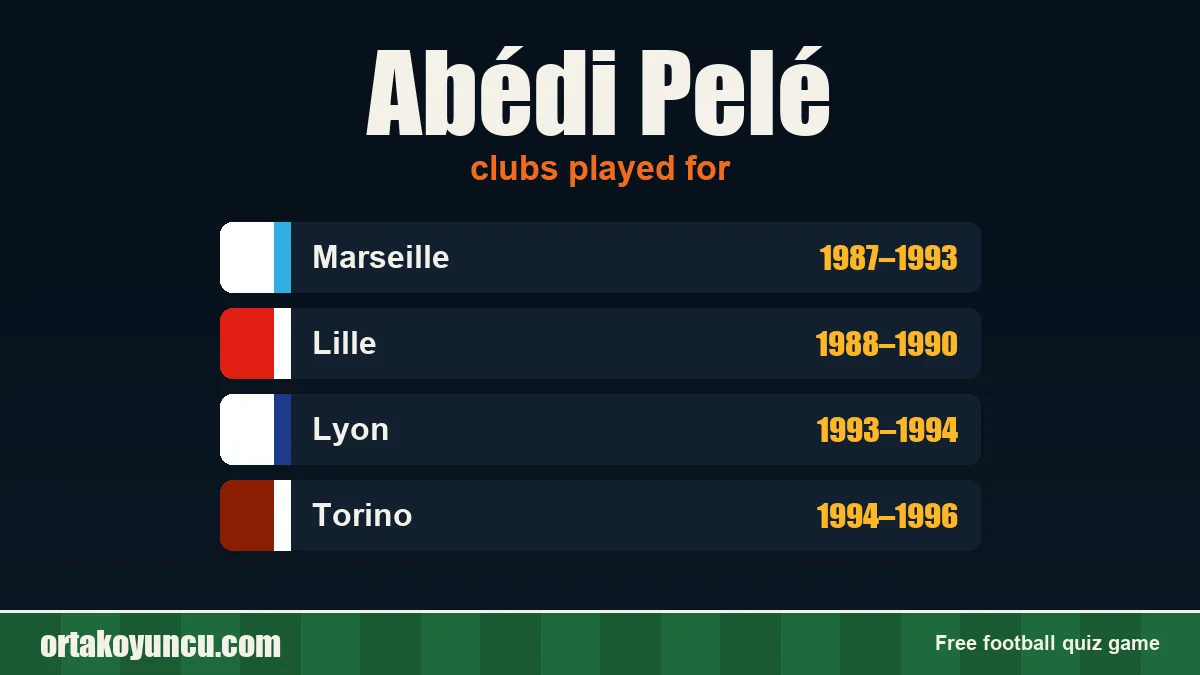 Abédi Pelé: clubs and years