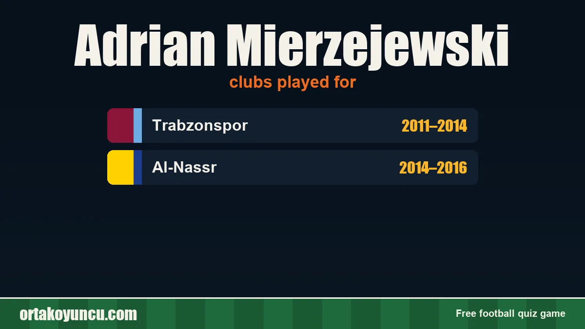 Adrian Mierzejewski: clubs and years