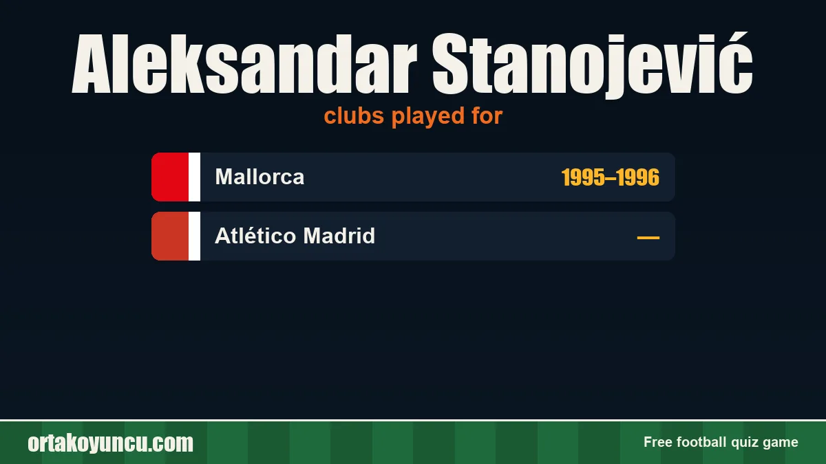 Aleksandar Stanojević: clubs and years