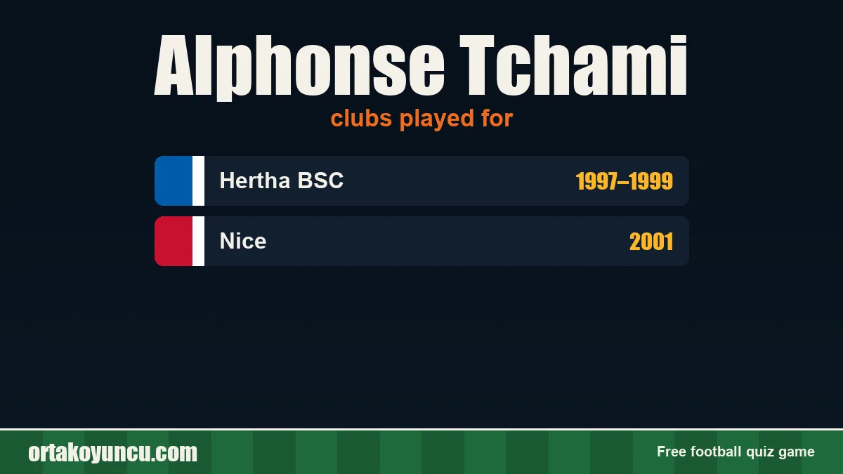Alphonse Tchami: clubs and years