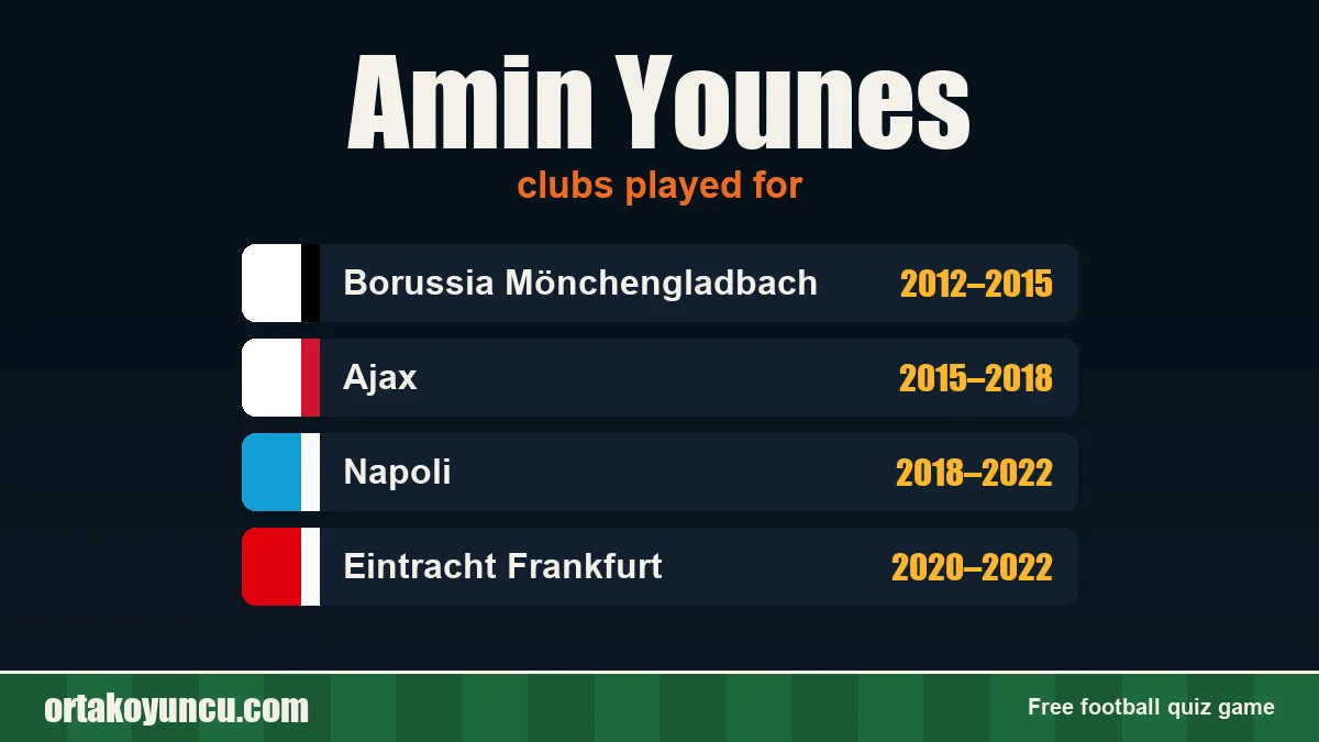 Amin Younes: clubs and years