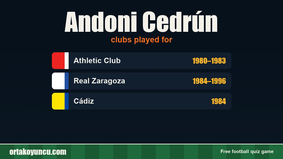 Andoni Cedrún: clubs and years