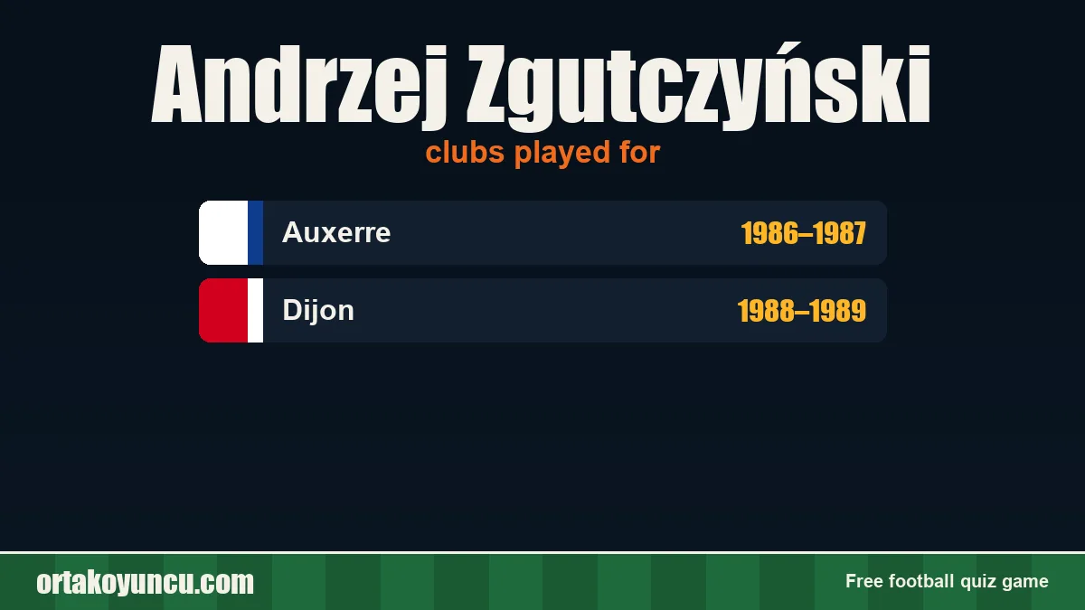 Andrzej Zgutczyński: clubs and years