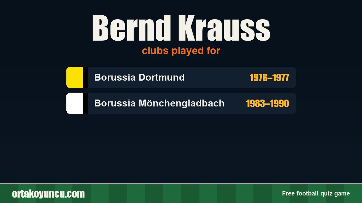 Bernd Krauss: clubs and years