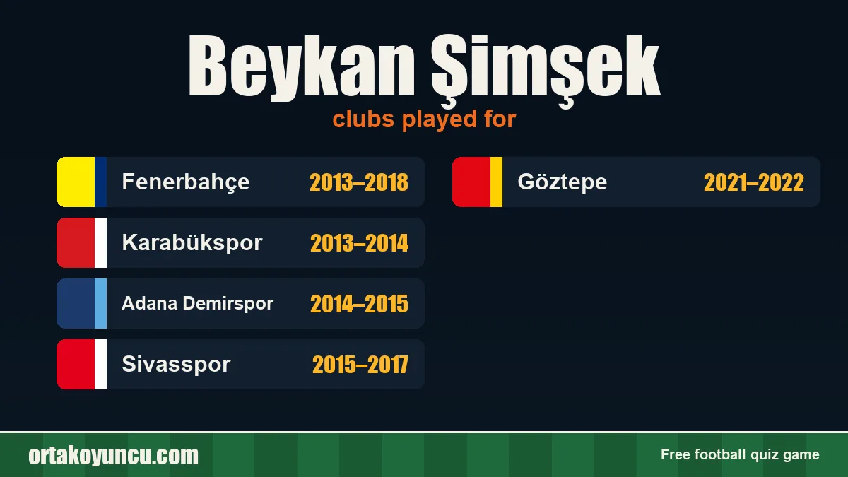 Beykan Şimşek: clubs and years