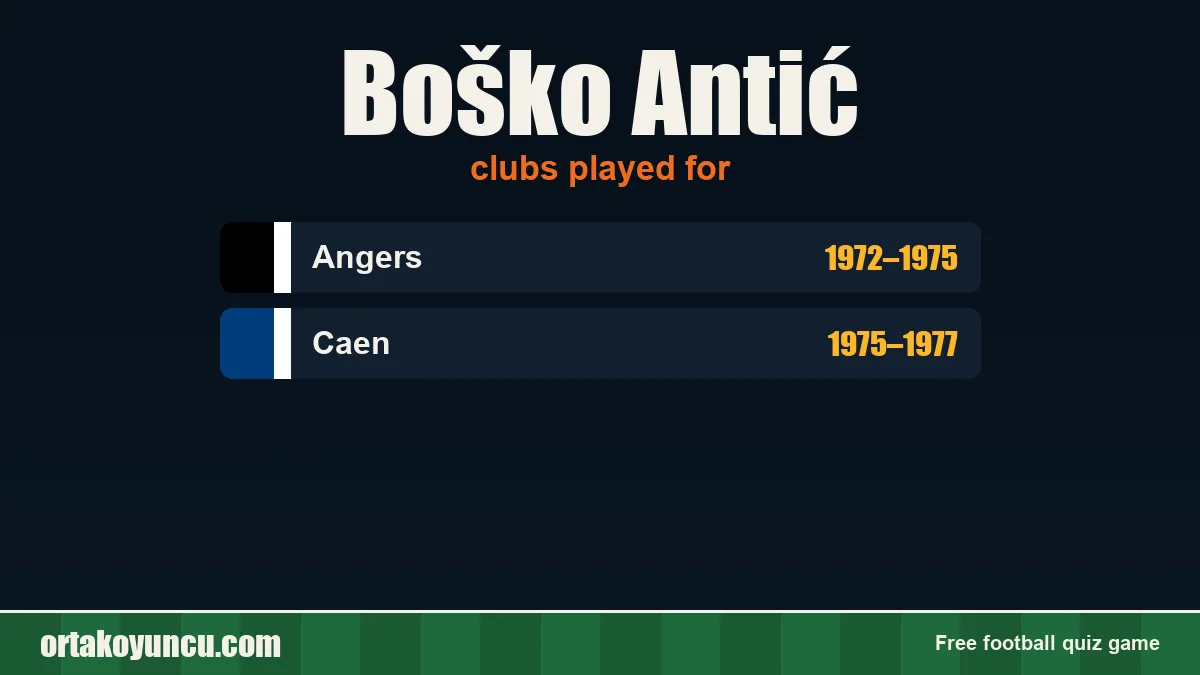 Boško Antić: clubs and years