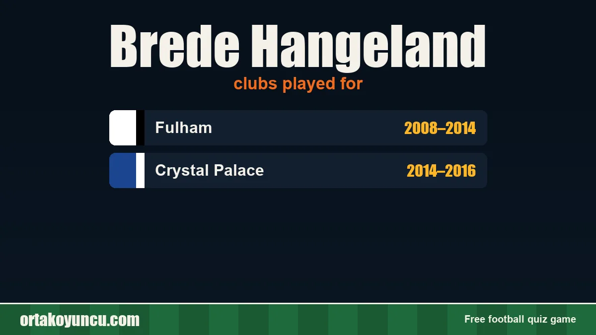 Brede Hangeland: clubs and years