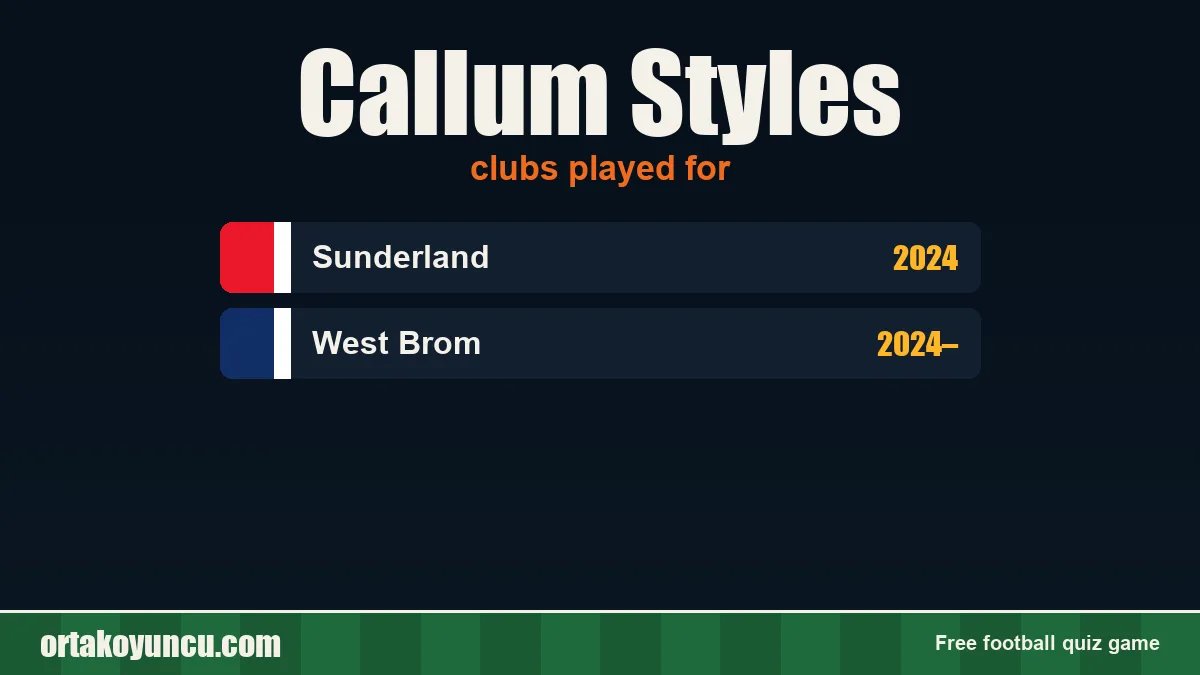 Callum Styles: clubs and years