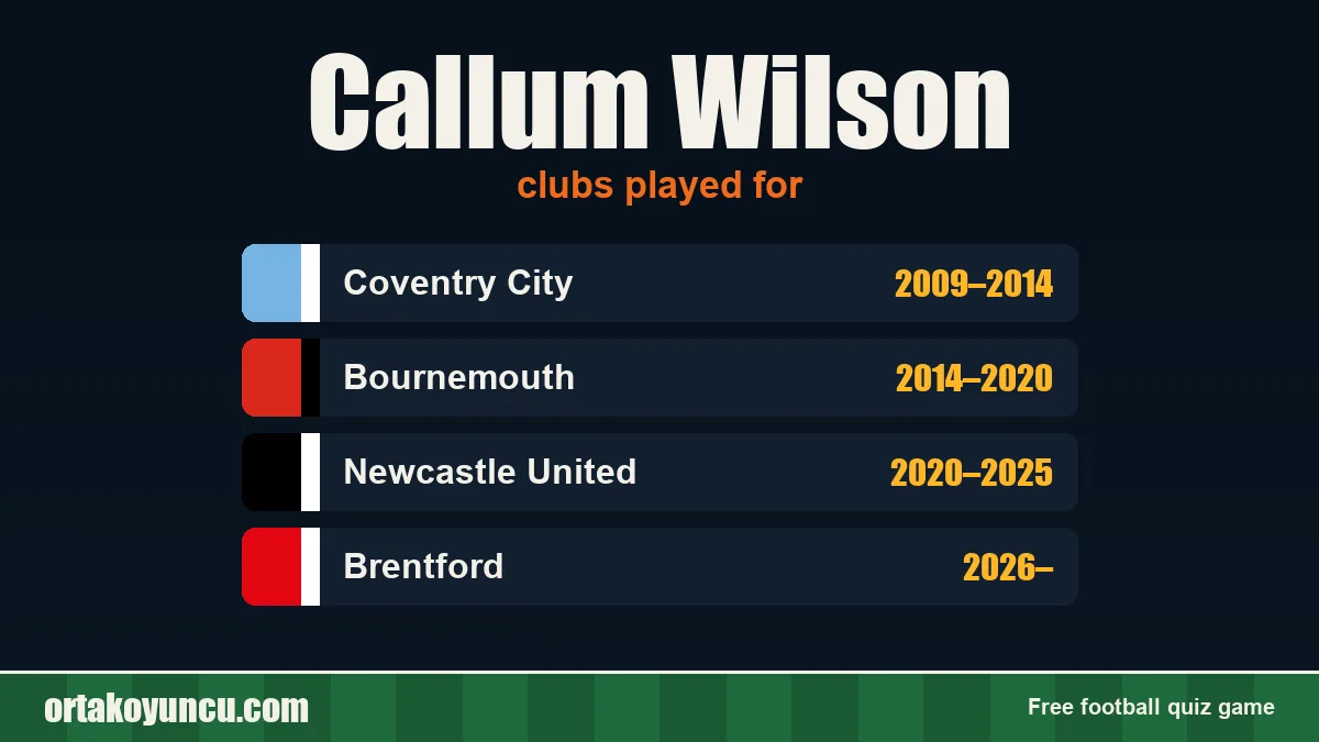 Callum Wilson: clubs and years