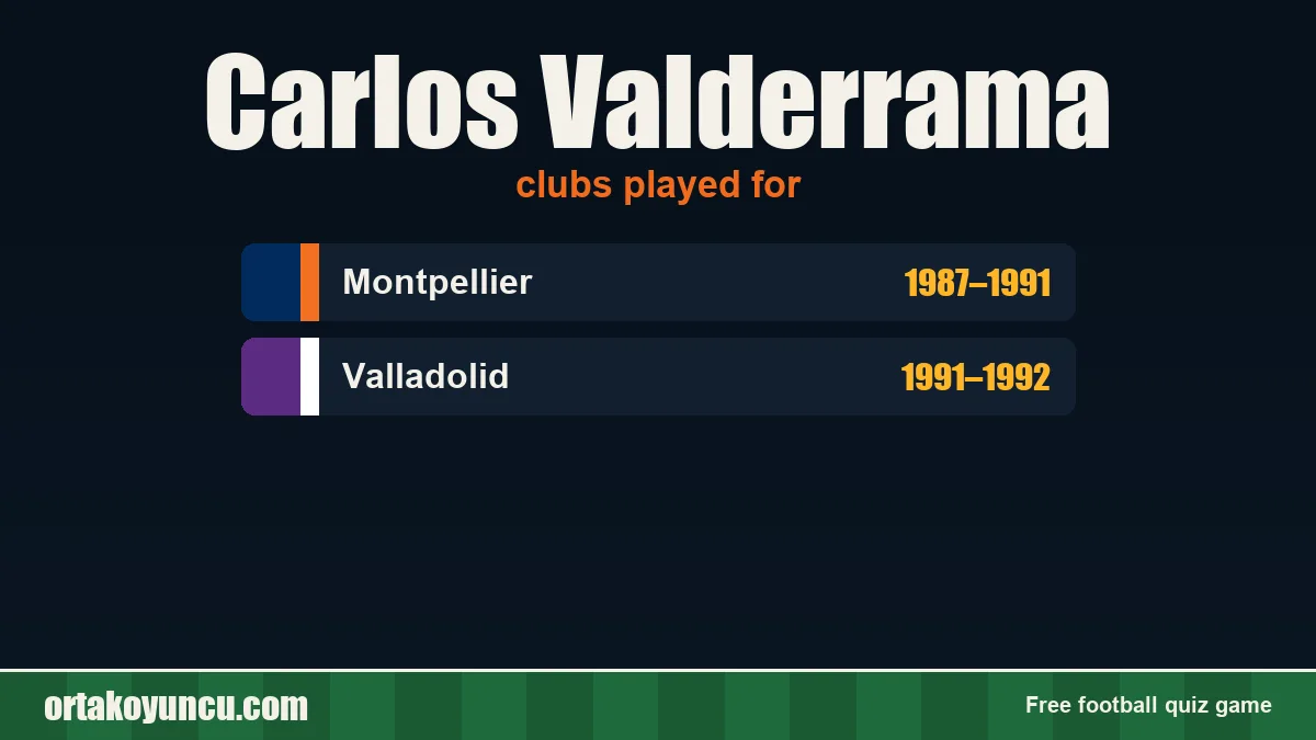 Carlos Valderrama: clubs and years