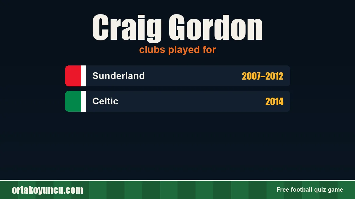 Craig Gordon: clubs and years