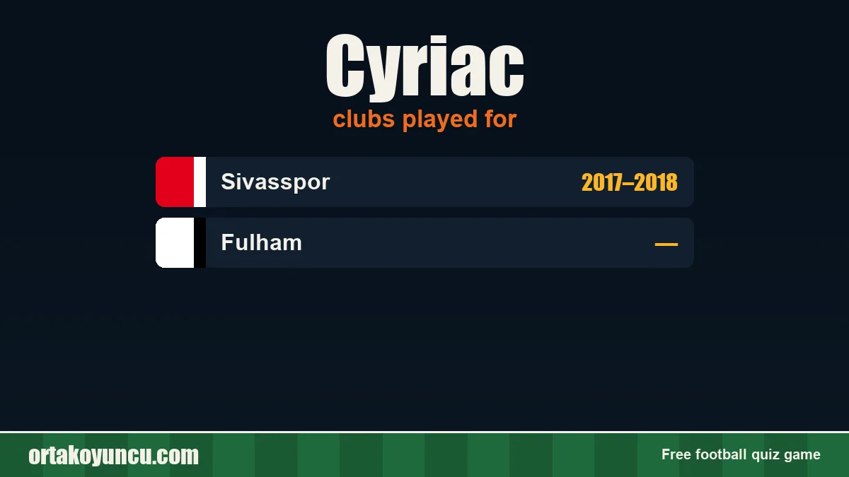 Cyriac: clubs and years