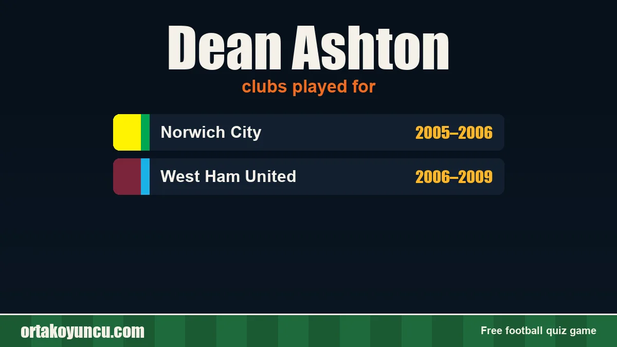 Dean Ashton: clubs and years