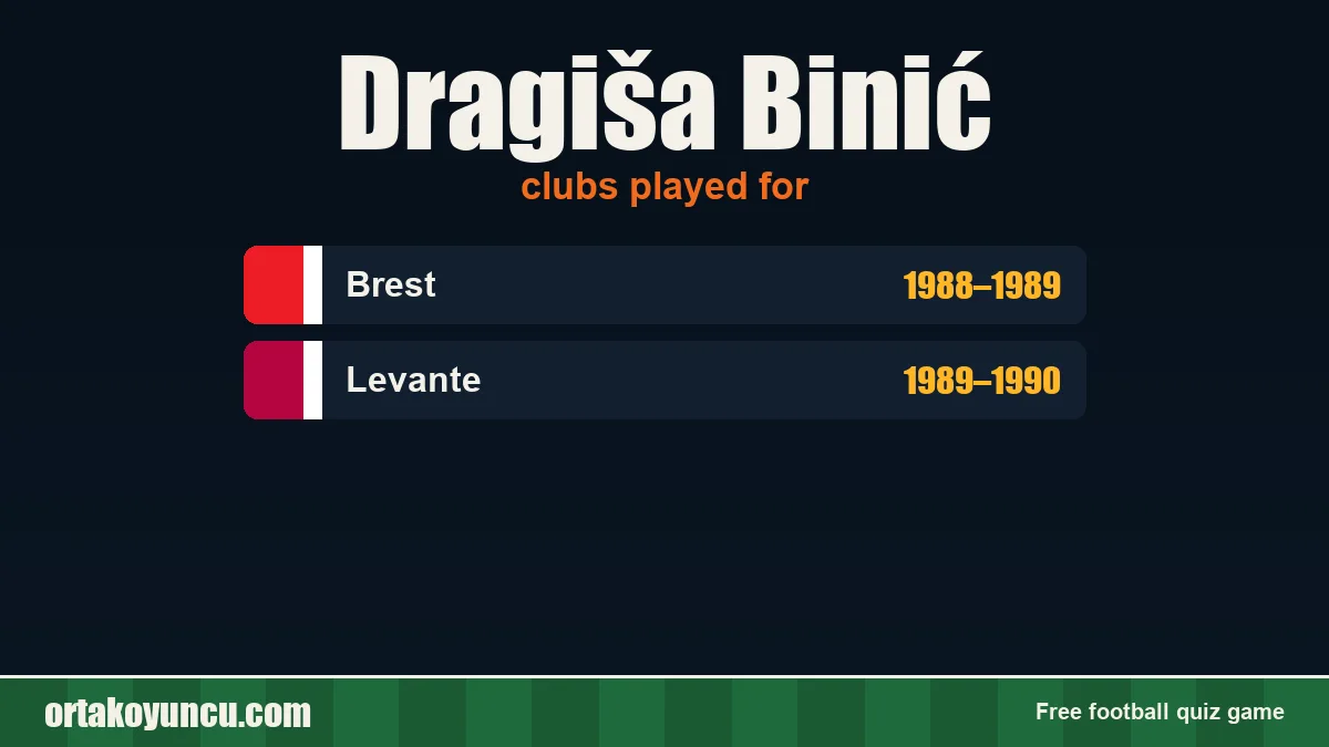 Dragiša Binić: clubs and years