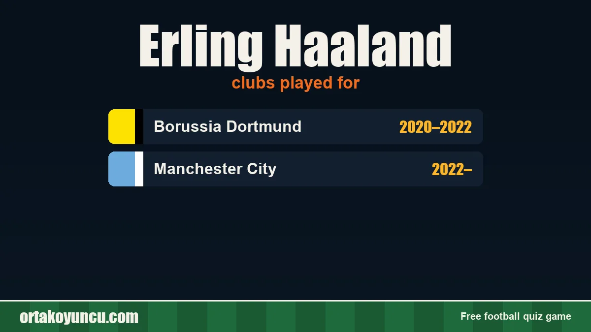 Erling Haaland: clubs and years