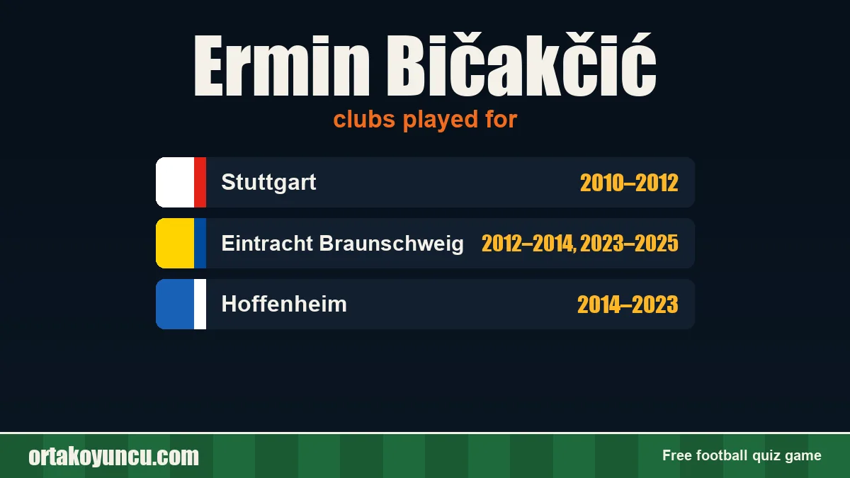 Ermin Bičakčić: clubs and years