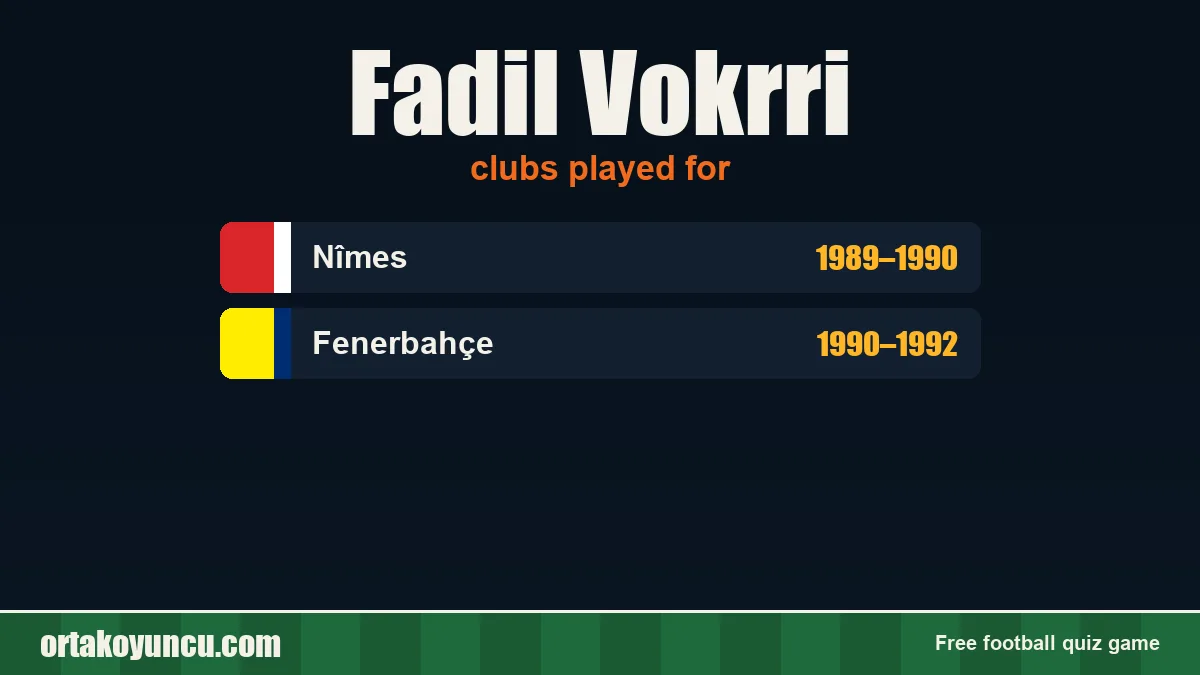 Fadil Vokrri: clubs and years