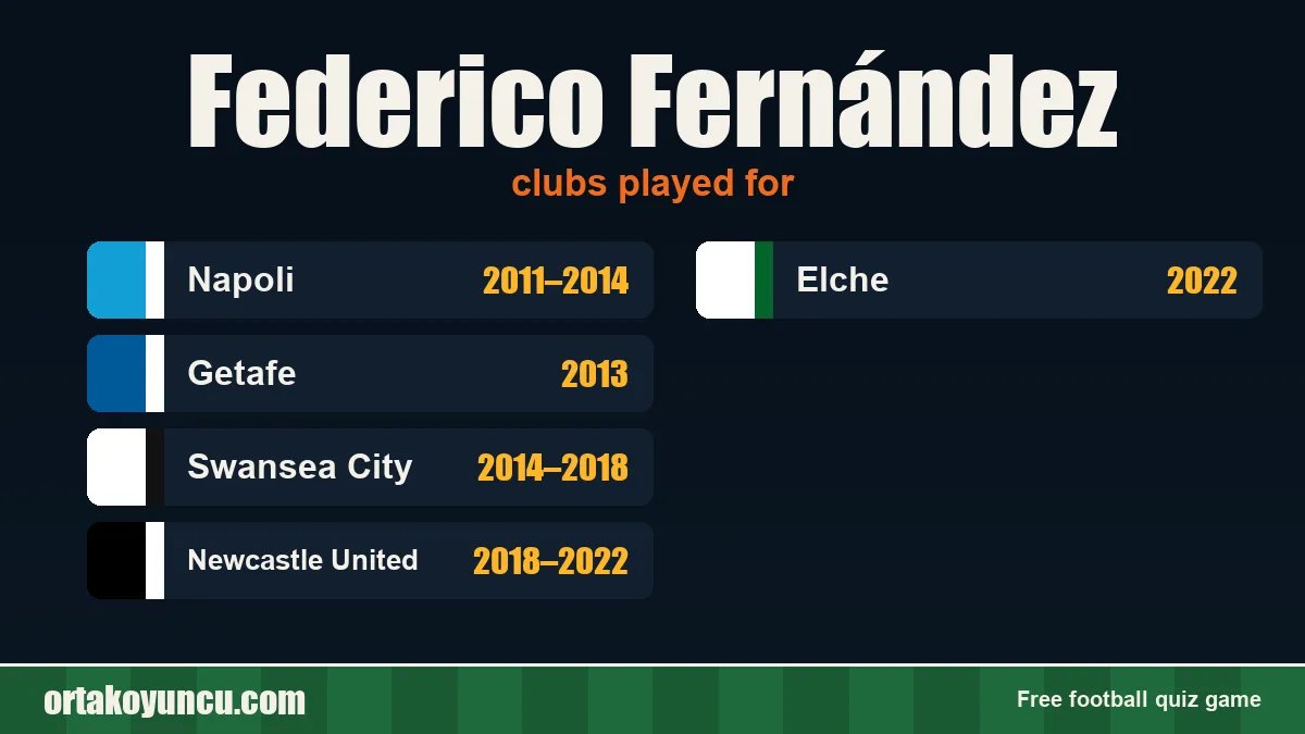 Federico Fernández: clubs and years