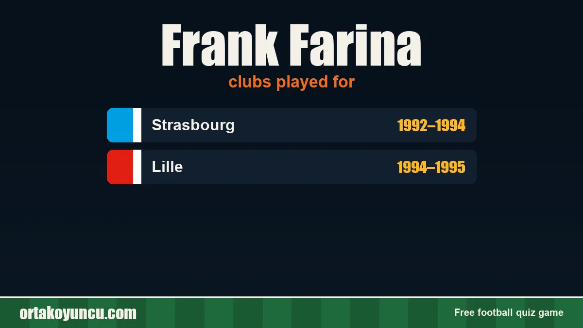 Frank Farina: clubs and years