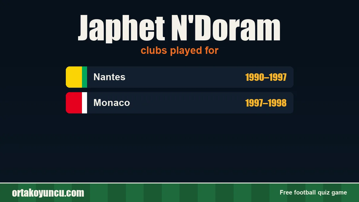 Japhet N'Doram: clubs and years
