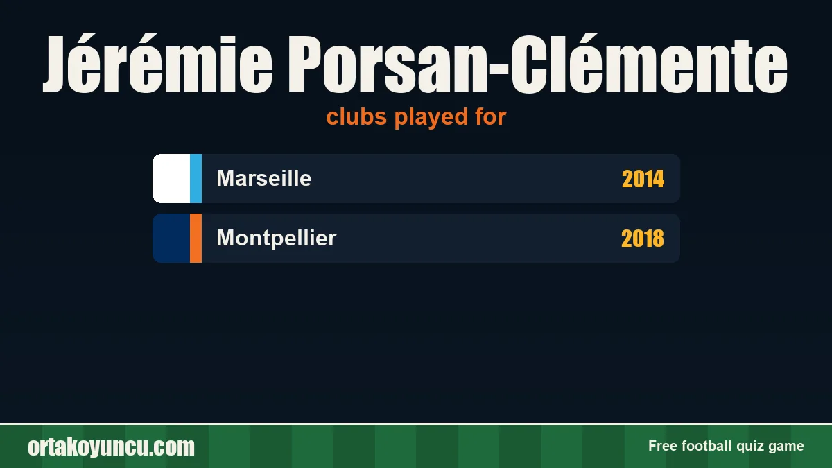 Jérémie Porsan-Clémente: clubs and years