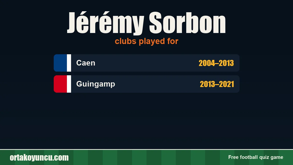 Jérémy Sorbon: clubs and years