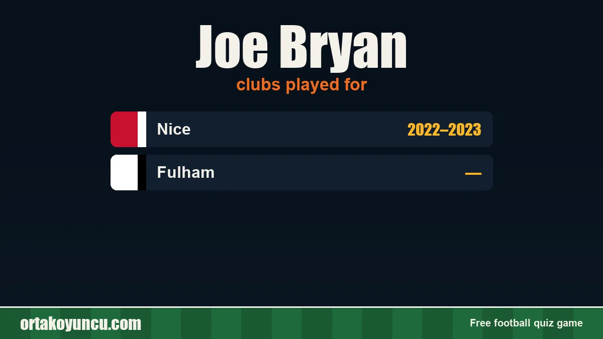 Joe Bryan: clubs and years