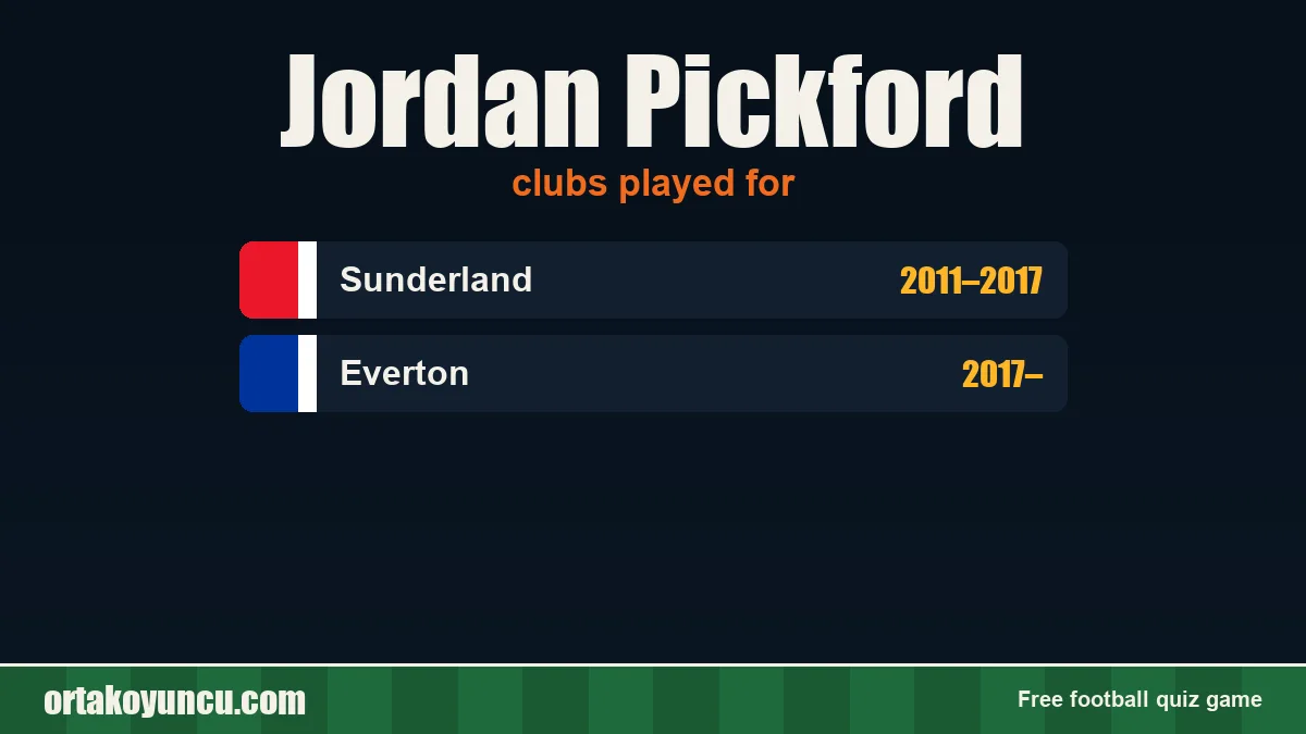 Jordan Pickford: clubs and years